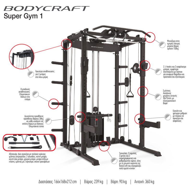 Κλωβός Power Rack με Τροχαλίες Bodycraft Super Gym 1 Photo 3 - allcare.gr