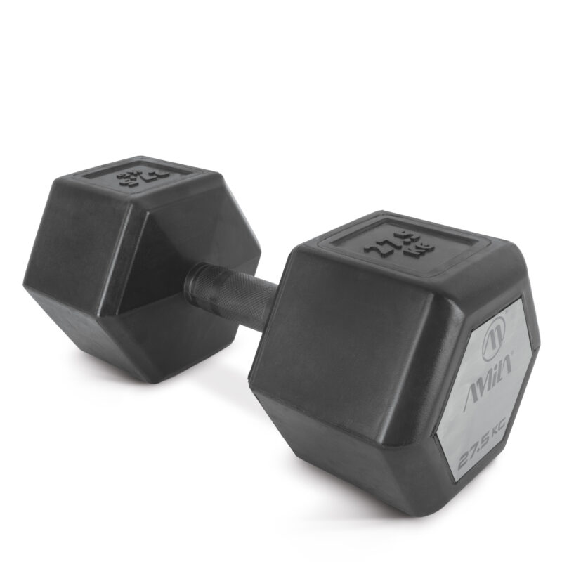 ΑΛΤΗΡΑΣ 27.5KG AMILA ΕΞΑΓΩΝΟΣ ΛΑΣΤΙΧΟ ΛΑΒΗ ΜΕΤΑΛΙΚΟ LOGO Aλτήρας Εξάγωνος Original Rubber S - 27