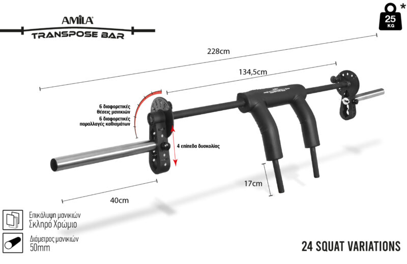 ΜΠΑΡΑ SAFE SQUAT AMILA TRANSPOSE BAR Μπάρα Safe Squat AMILA Transpose Bar Photo 4 - allcare.gr