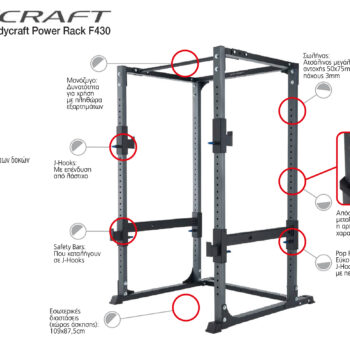 ΚΛΩΒΟΣ BODYCRAFT POWER RACK F430 Κλωβός Δύναμης Bodycraft Power Rack F430 Photo 4 - allcare.gr