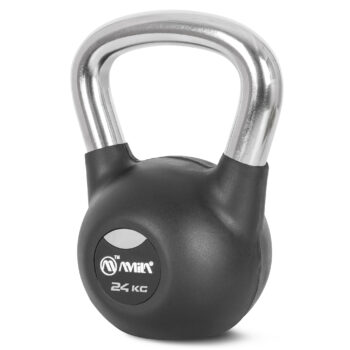 KETTLEBELL AMILA ΕΠΕΝΔΥΣΗ ΛΑΣΤΙΧΟ ΛΑΒΗ ΧΡΩΜΙΟΥ 24KG Kettlebell Rubber Cover Cr Handle 24 kg – Μαύρο Main Photo - allcare.gr