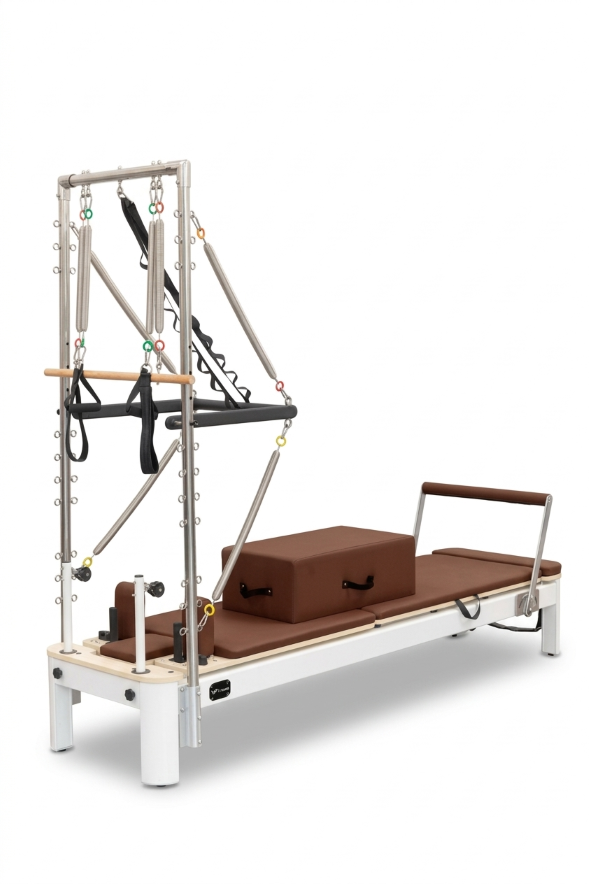 Viking Pilates Reformer with Tower, Brown Leather